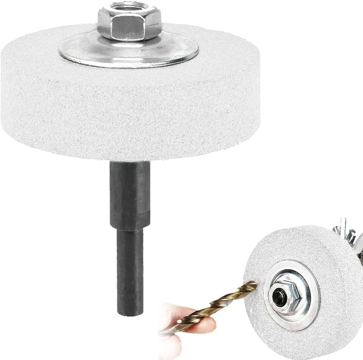 Slijpwiel Adapter Polijstwiel, Slijpsteen Ronde Buffing Slijpwiel, Slijpschijfadapter en slijpsteen voor boormachine, metalen slijpkop, 75 mm OD 11 mm ID Wit