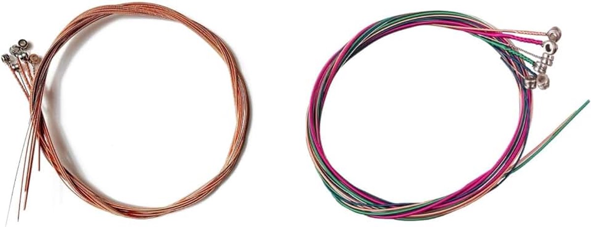 Snaren, slijtvast en roestbestendige gitaarsnaren voor akoestische gitaar, roestvrijstalen vervangende snaren voor akoestische gitaar (koper+veelkleurig)