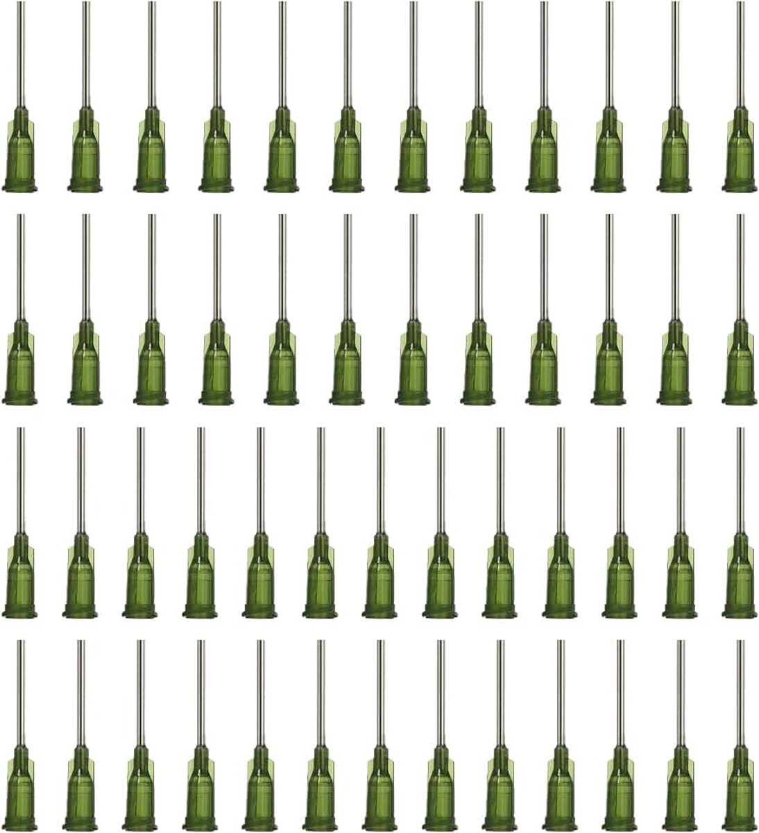 Doseernaalden met gebogen stompe naald, 100 stuks 0,5 inch 14G industriële vloeistofdoseernaald voor het bijvullen van vloeibare inkt lijm, olijfgroen