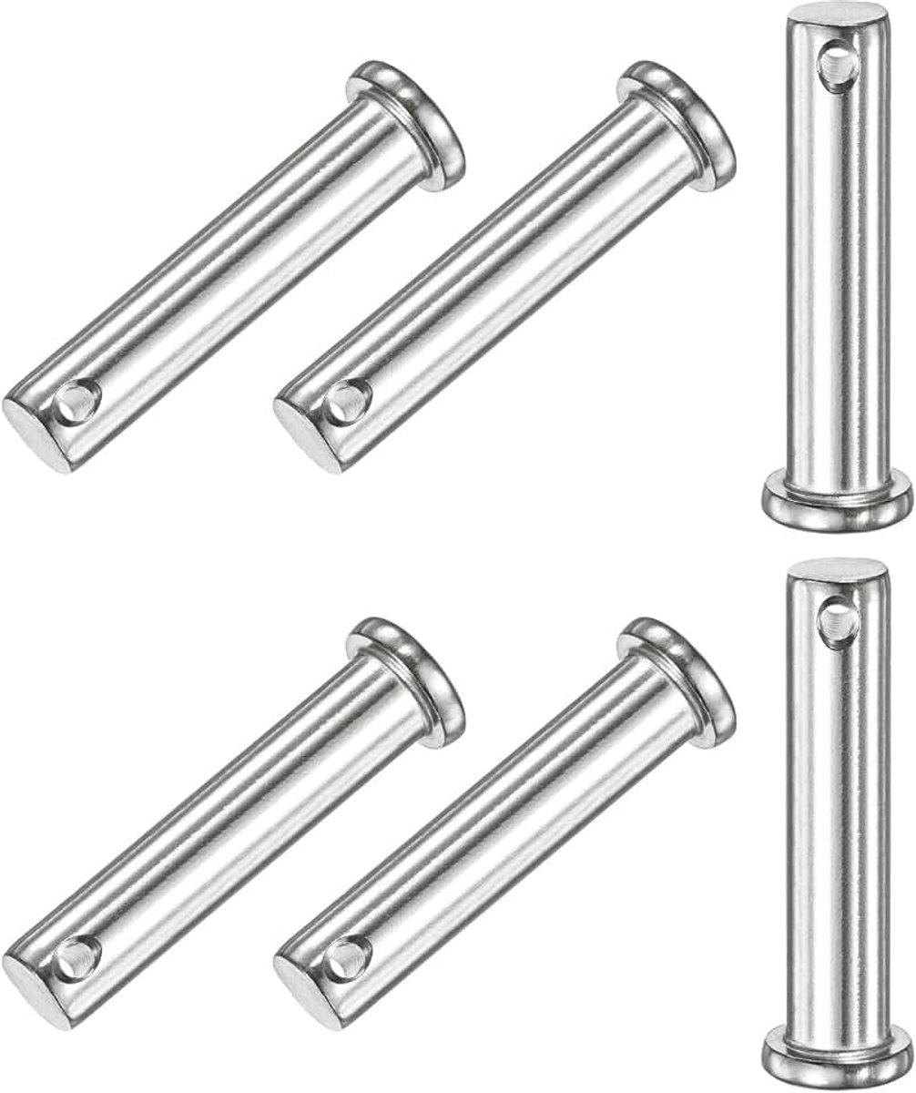6 stuks spindels met één oog, M10 x 50 mm, platte oogpennen van roestvrij staal 304 voor mechanische verbinding/vaste onderdelen, herbruikbare verbindingsscharnierpen