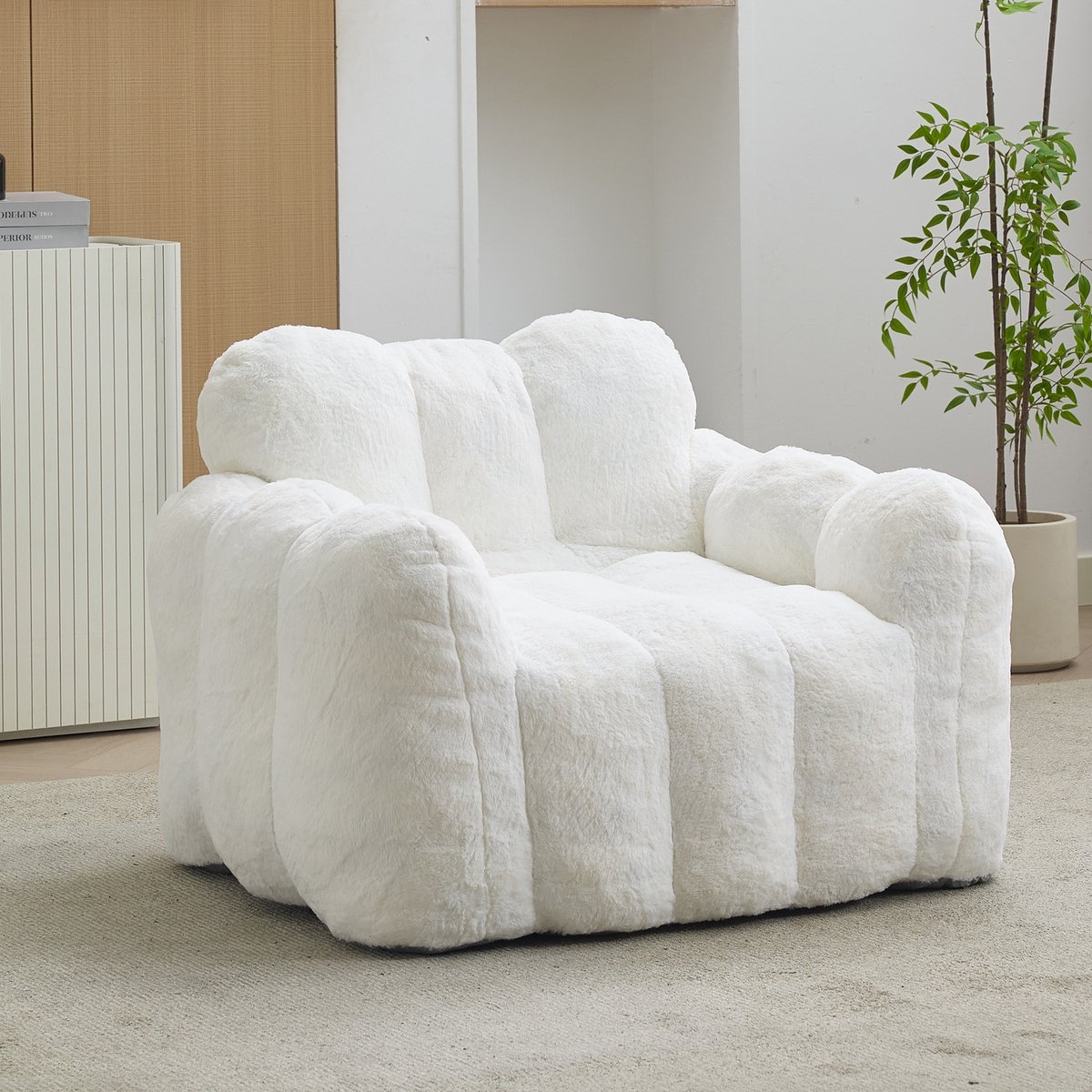 Sweiko Zitzak - Fauteuil - Zachte stof - Gestoffeerde stoel - Geen montage nodig - Wit