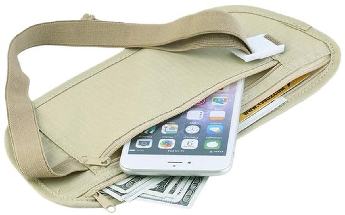 Reisgeld Riem - Verborgen Portemonnee - Heuptas voor Paspoort - Slanke Veiligheidstas - Lichtgewicht en Vochtbestendig - Comfortabele Nylon Houder