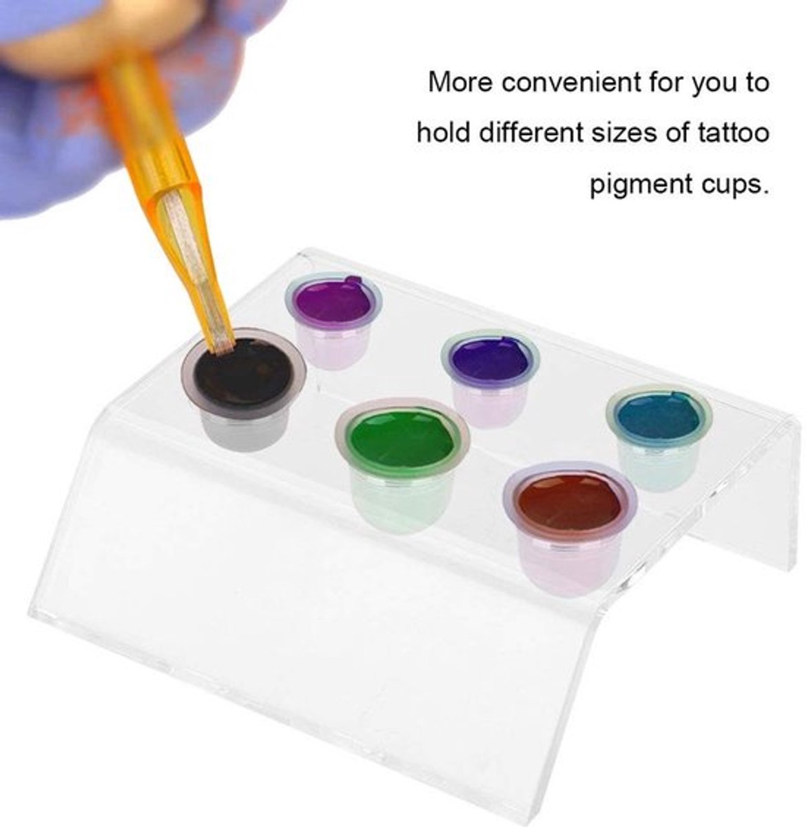 Tattoo Cuphouder Professioneel - Transparante Acryl Houder - Duurzaam - Geschikt voor Pigmentbekers - Ideaal voor Tatoeages - Makkelijk te Wassen - Pigmenthouder