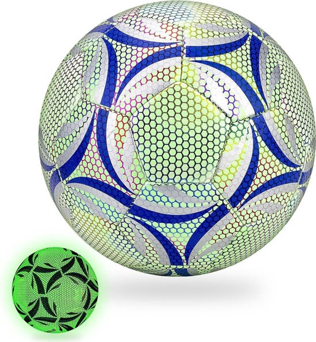 Gloeiende Voetbal Size 5 van Duurzaam Vegan Leer, Ideaal voor Nachtwedstrijden en Training, Perfecte Gift voor Buitenactiviteiten