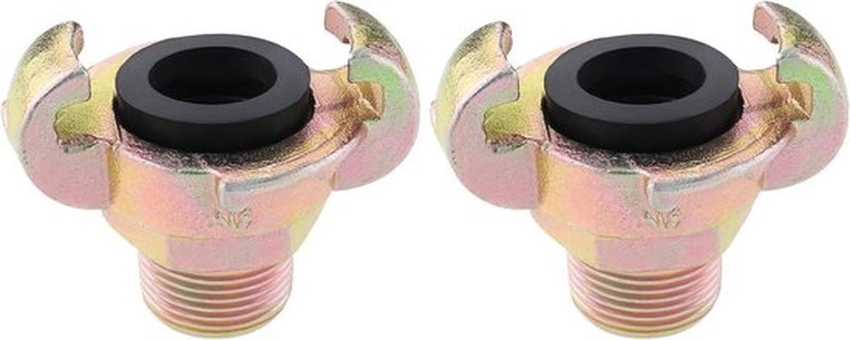 2 stuks Q Type Klauw Koppeling Slang Staart 3/4 \"BSP Dubbele Lock Q Type Luchtslang Koppeling Koolstofstaal Gegalvaniseerd - Compatibel met Geka Type Waterkoppeling - Zwart Rood Blauw.\"