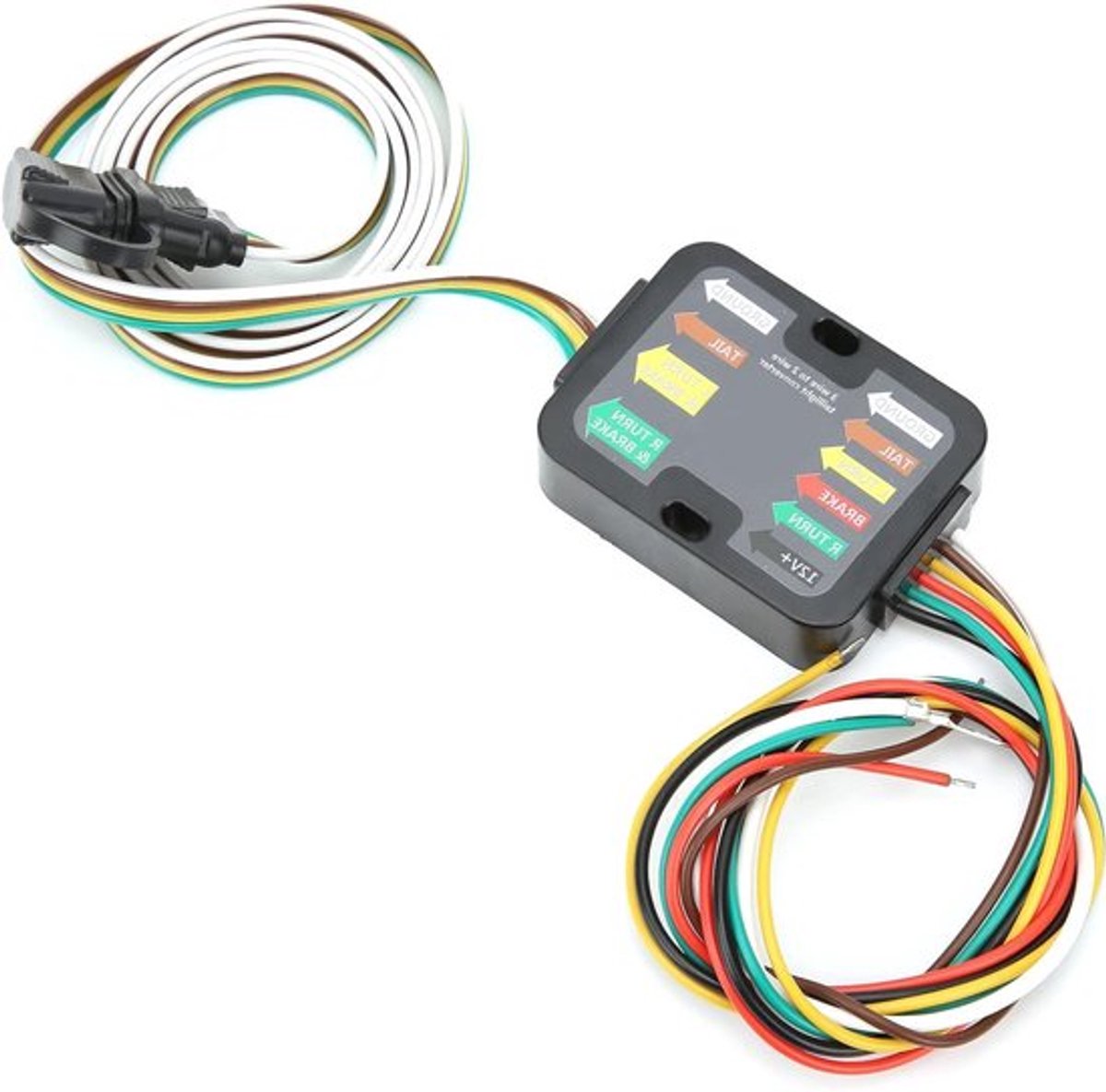Trailerbedradingconverter 3 naar 2-draads Achterlichtconverter met 60 Inch Bedrading, LED-compatibel, Eenvoudige Installatie en Stofkapbescherming voor Voertuigen