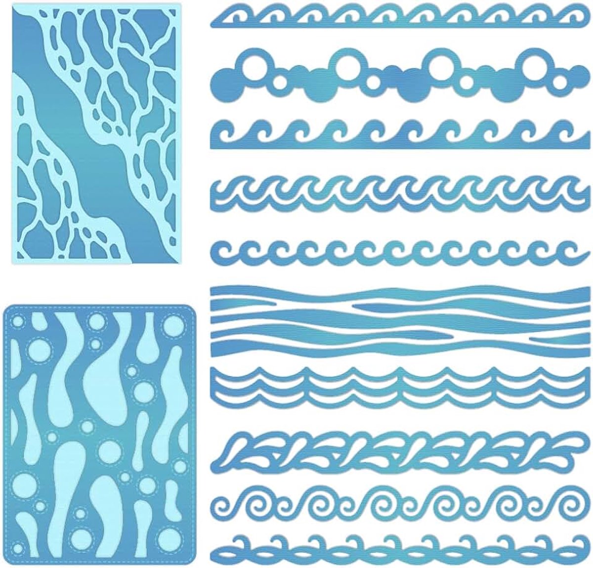 Golven Snijvormen Blaas Randen Kaarten Maken Stansvorm Koolstofstaal Stansdelen Kaart Scrapbooking Embossing Sjabloon voor Papier Uitnodiging Ambachtelijke
