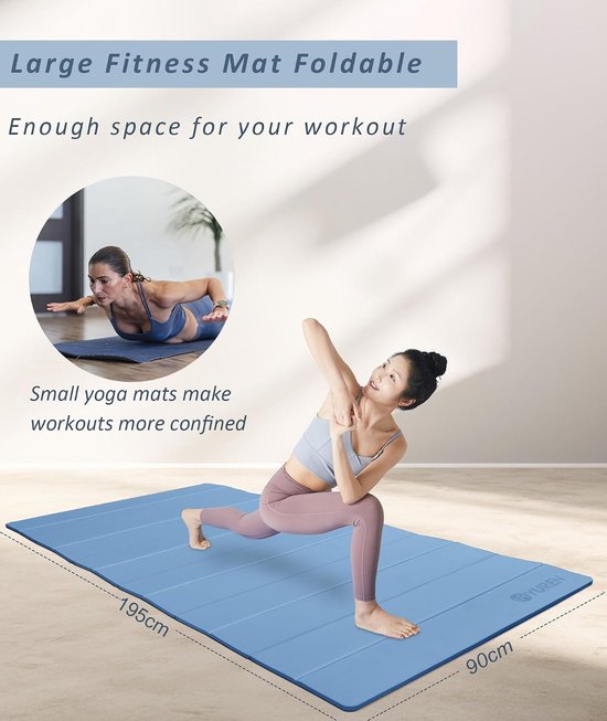 Opvouwbare Yogamat - Fitnessmat Pilates - Thuis Trainen - XXL 10mm Dik - 195x90cm - Blauw — afbeelding 4