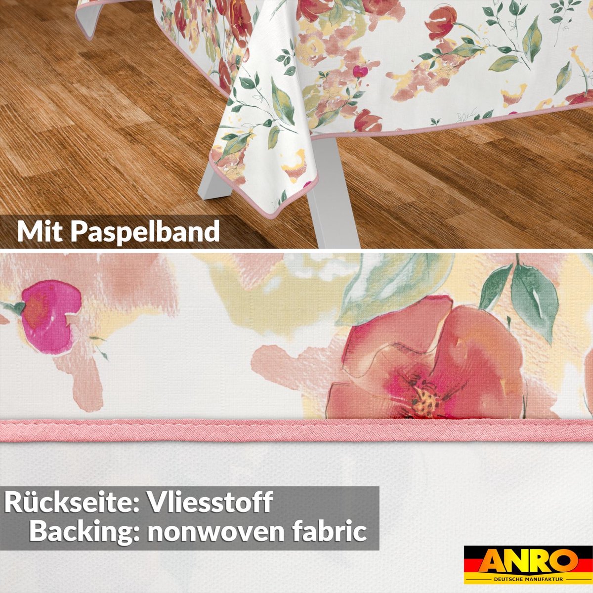 ANRO Tafelkleed Klaprozen Rood 280x140cm Met sierband Afwasbaar Waterafstotend Binnen & Buiten