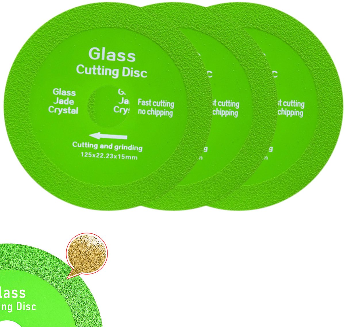 MIVRAY Diamantdoorslijpschijven - Stone Grinding Disc 22.23 Mm - Met Korrosiebestendige Bescherming En Trillingsarm Ontwerp - Diamant Voor Tegels En Natuursteen - 125×15×22,23 Mm - Groen