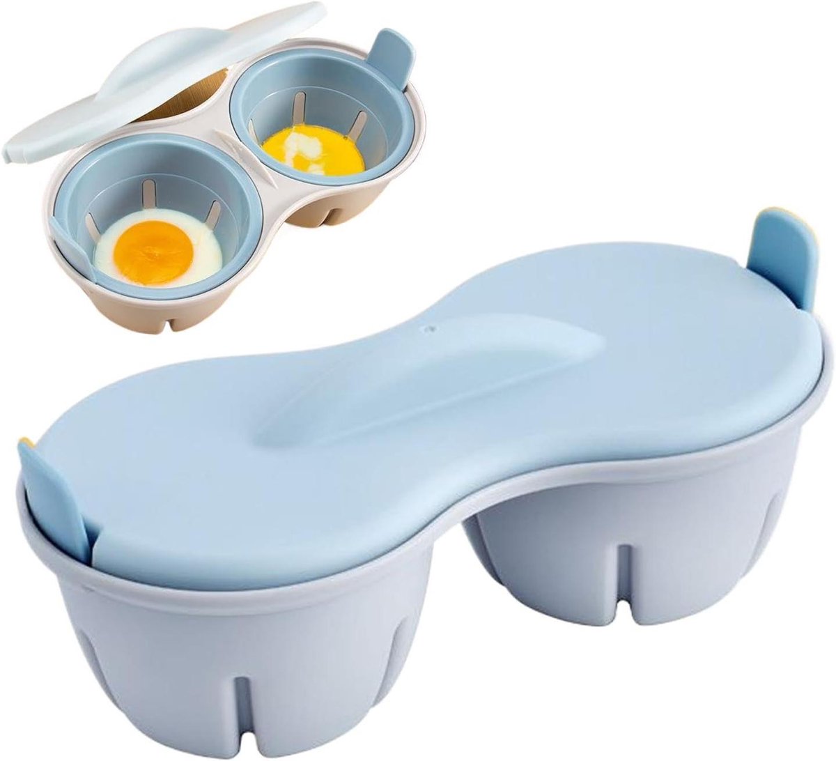Magnetron eierkoker - Eier stomer - Ontbijt maken - Voor 2 eieren - 22 x 8.7 x 11 cm - Blauw