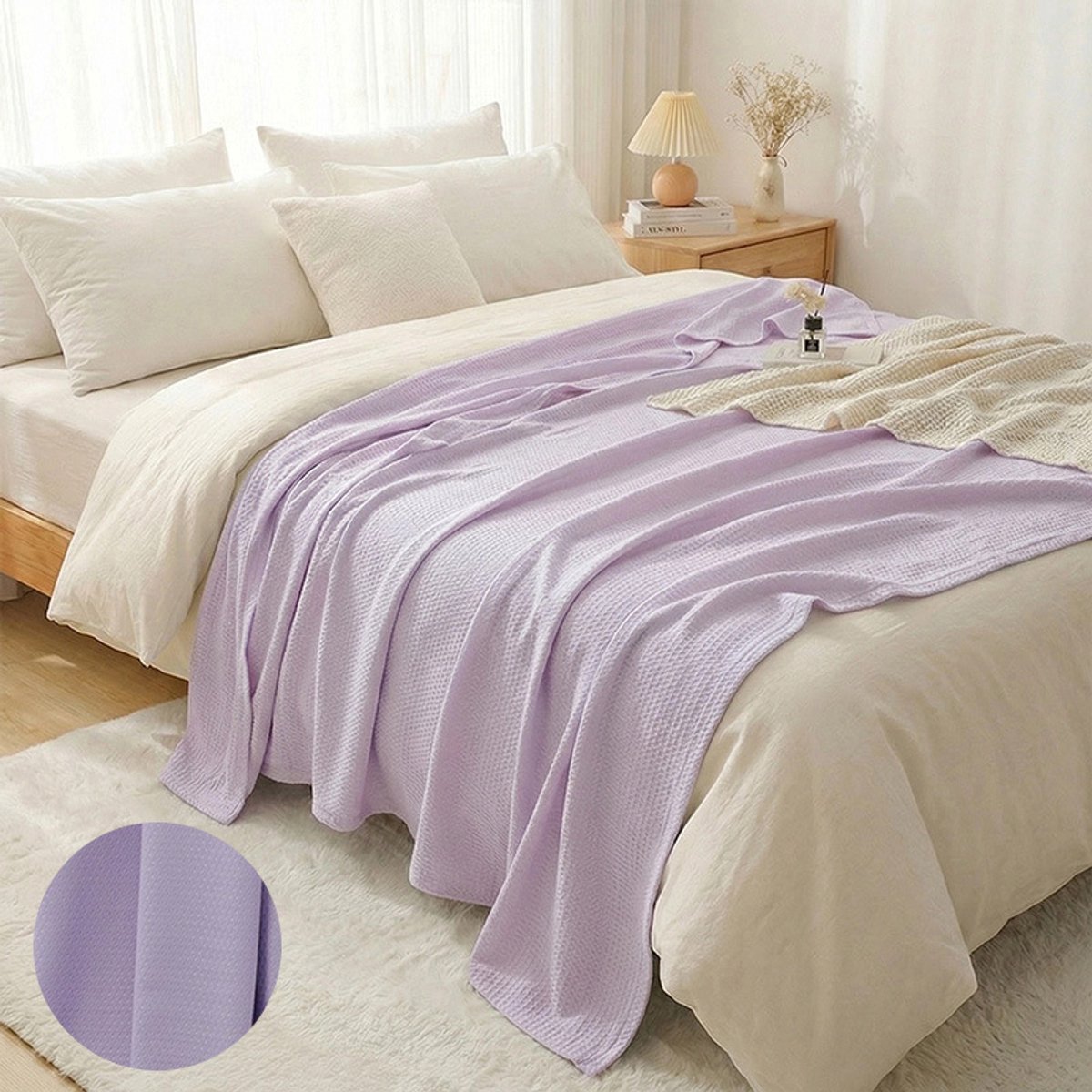 Casalora Koeldeken - 150 x 200 cm - Bamboe Zomerdeken - 100% Bamboevezel - Verkoelende Airco Deken - Ademend en Wasbaar - Violet