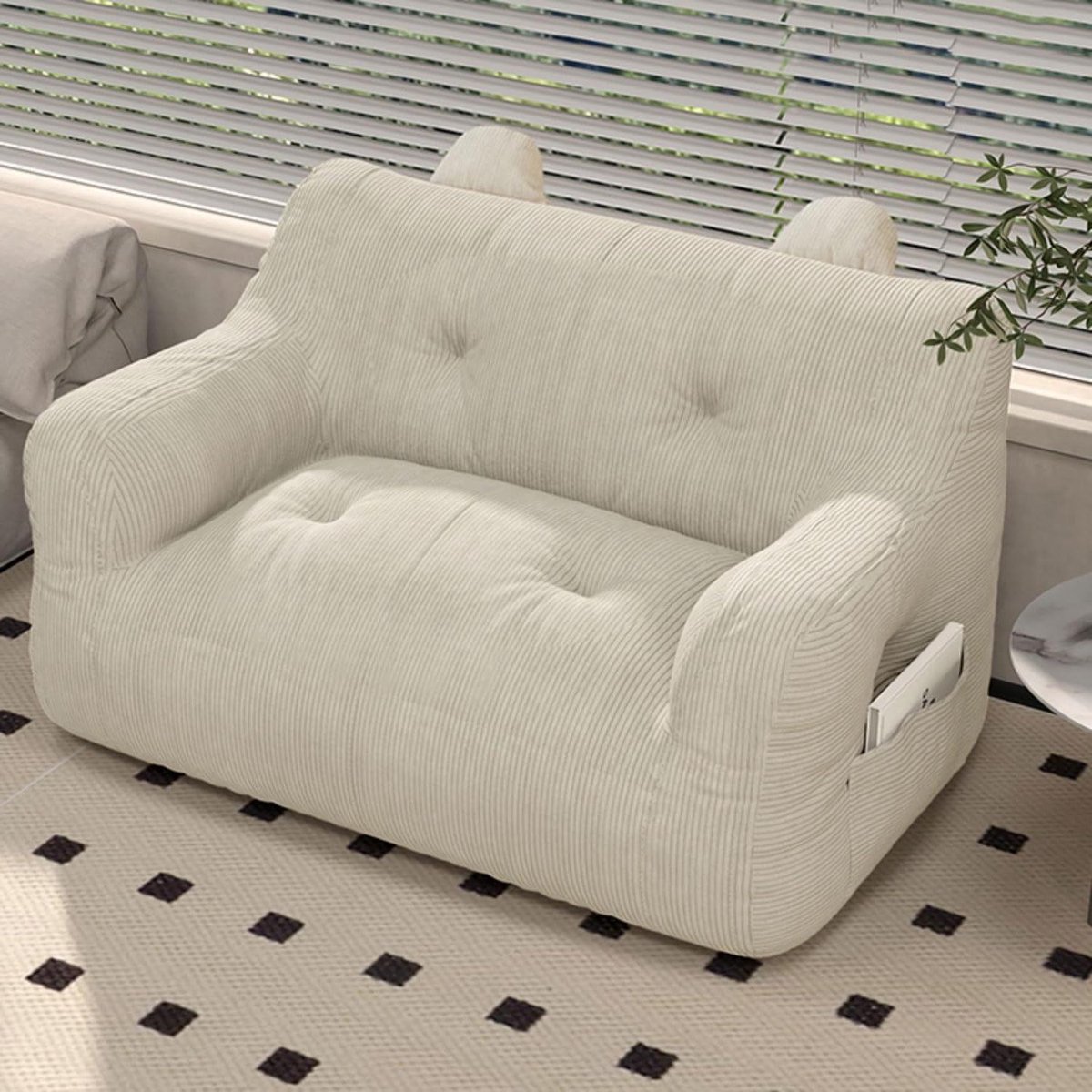 Zitzak met rugleuning - Vloerkussen lounge - Ontspannen thuis - Ergonomisch ontwerp - 100x50 cm - Wit