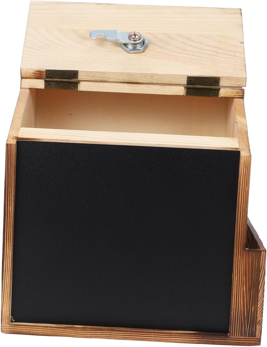 Brievenbus Met Slot - Suggestiebox Geldbox - Veilig Inhoud Verzamelen - Met Schoolbord - 21 x 20 x 16 cm