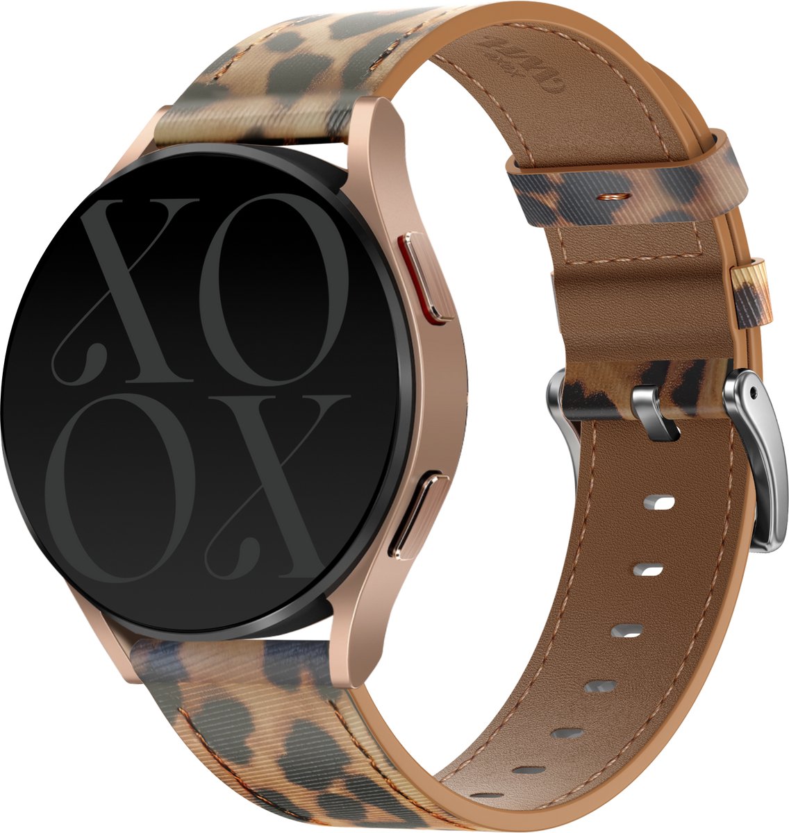 xoxo Wildhearts leren bandje 'Leopard' geschikt voor Samsung Galaxy Watch 7 (40/44mm) / Galaxy Watch 6 (Classic) / Galaxy Watch 5 (Pro) / Galaxy Watch 4 / Watch 3 / Watch FE / Polar Ignite 3-2 / Pacer / Unite / Huawei GT3 - GT2 - luipaardprint