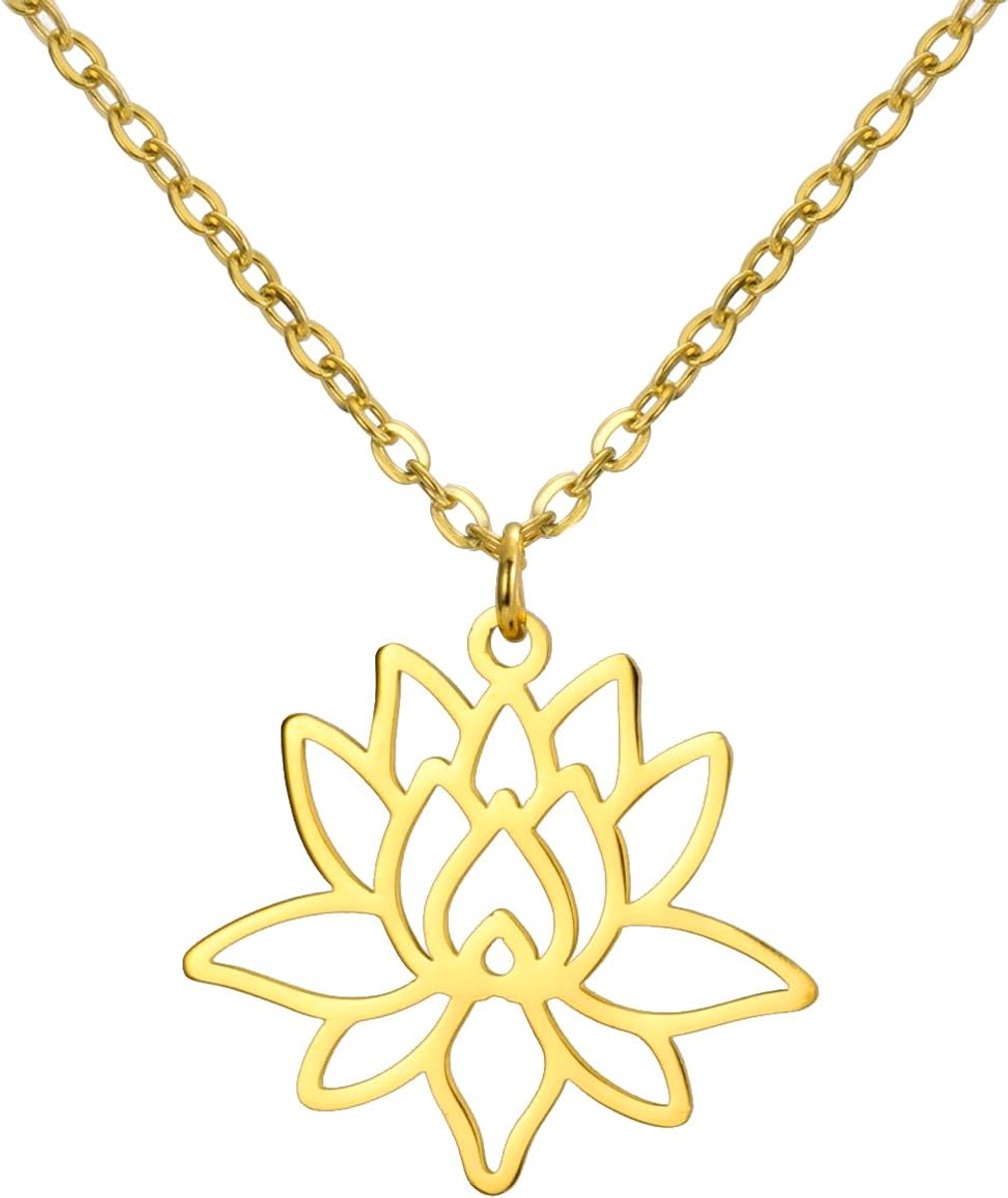kkjoy Opengewerkte Lotus Ketting Roestvrij Staal Lotus Bloem Yoga Symbool Hanger Ketting Inspirerende Sieraden Voor Vrouwen Meisjes