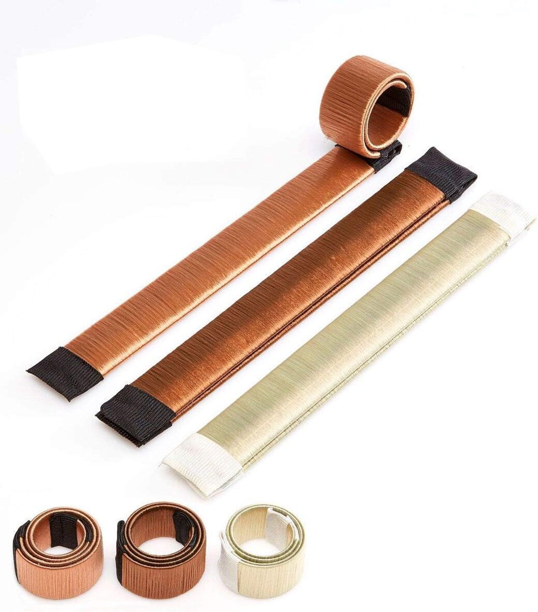 Dutt Maker hulp, haarstyling-set voor kort en lang haar, haarknot, sok voor vrouwen en meisjes, 3 stuks (blond, bruin, lichtbruin)