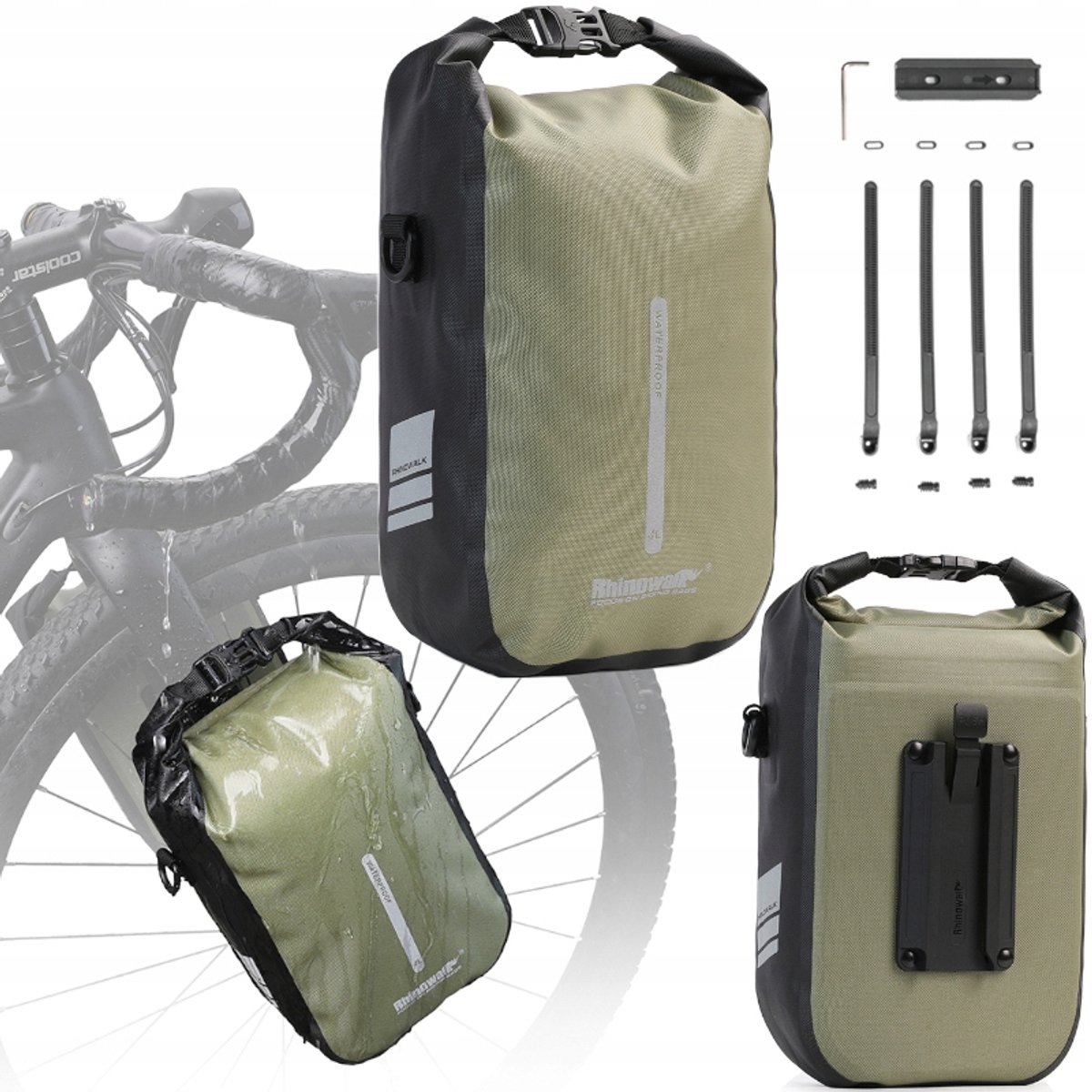 RHINOWALK Fietsvorktas Waterdicht 4L - Groen