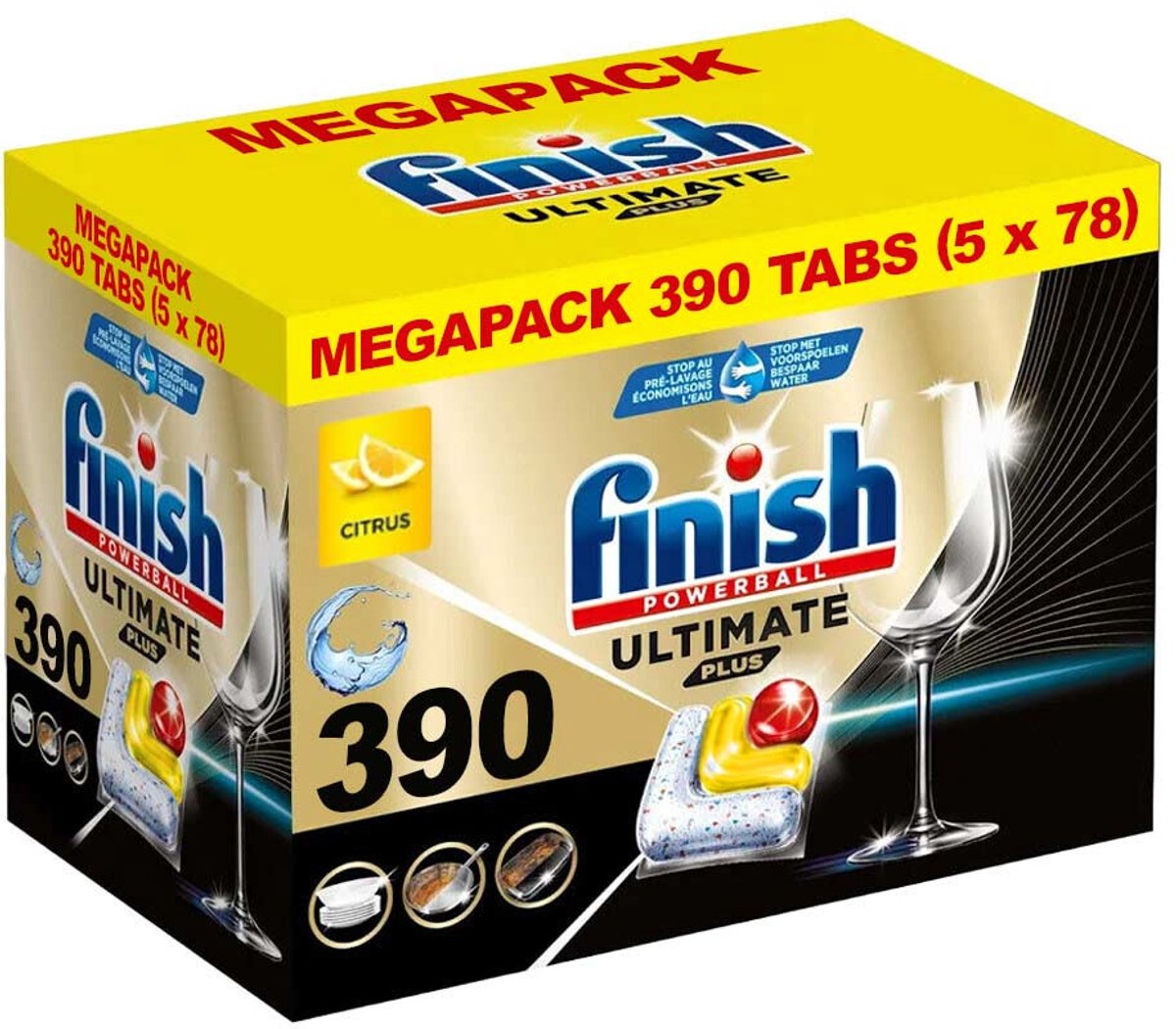 5x Finish Vaatwastabletten Ultimate Plus Citrus 78 stuks