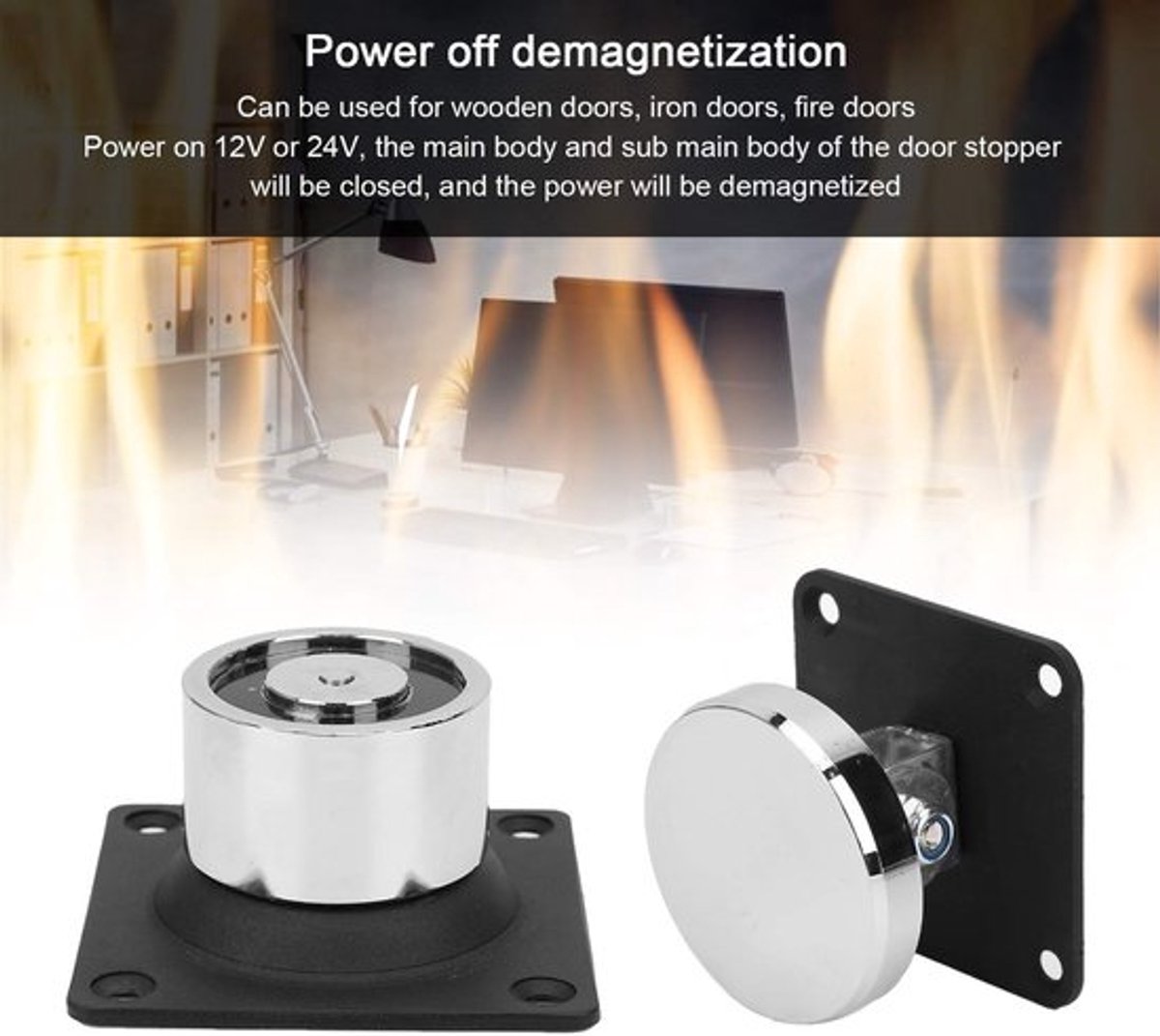 Elektromagnetische Deurhouder - Houten en IJzeren Deuren - 132,3 Pond Sterke Zuigkracht - Duurzaam Gietstaal - Branddeuren - Veiligheid -...