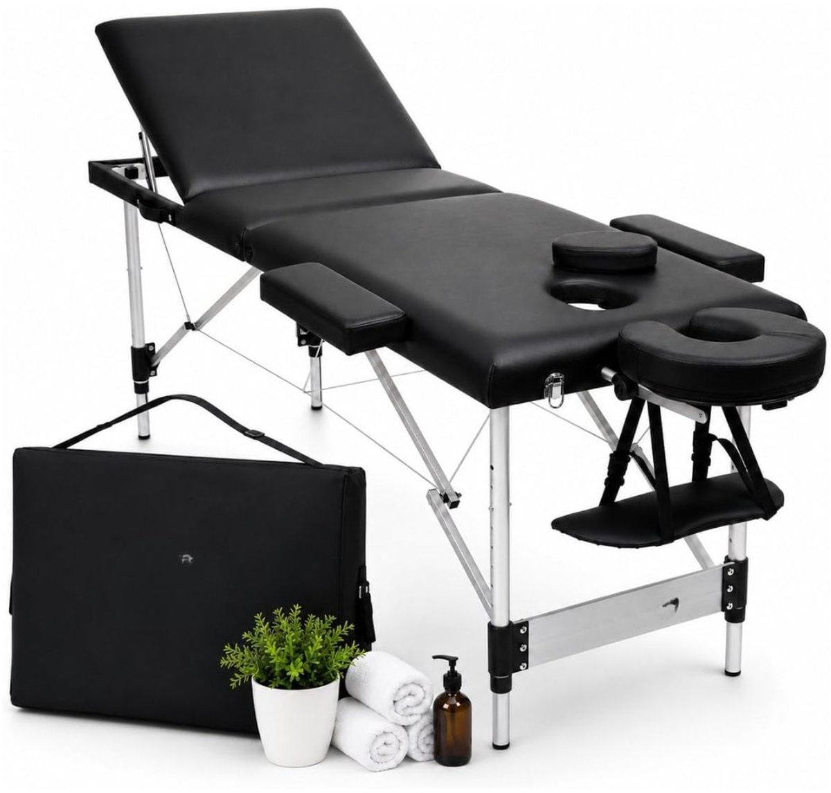 SP® Massage Tafel - Massagetafel - Behandeltafel - Zwart - 210cm × 95cm × 87cm