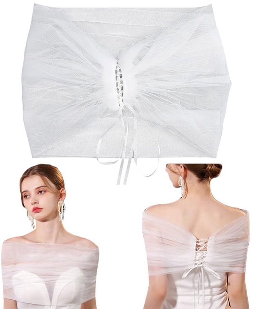 Bruidssjaal Luxe - Afneembare Capelet - Zachte Wrap - Ademend Vezelmateriaal - 102,5 x 78,5 cm
