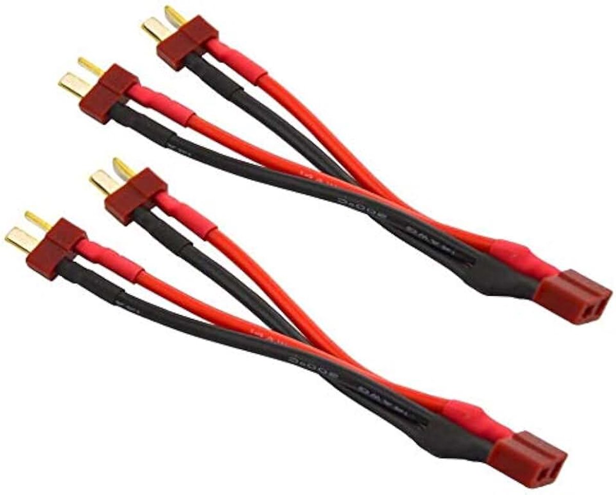 2 stks T Plug Parallelle Batterij Connector Kabel Decanen Stijl Parallelle Y-Harness Voor RC LiPo Batterij Mannelijke en Vrouwelijke Connectors