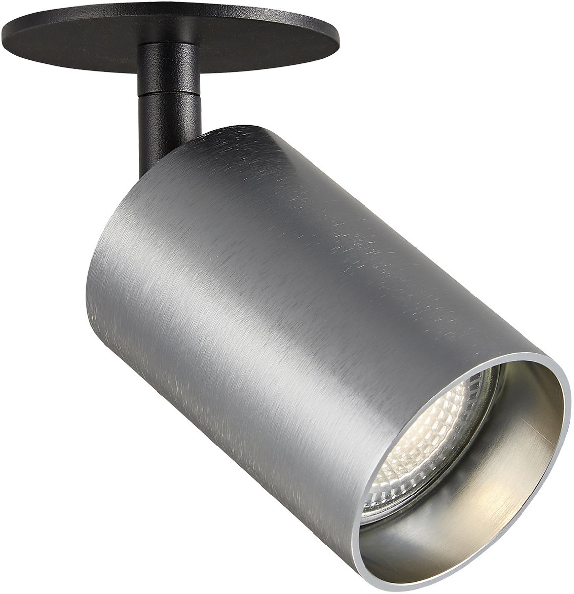 Taboo 1-lichts inbouwspot voor GU10 (excl.), aluminium, kantelbaar, zwart met geborsteld staal, IP20