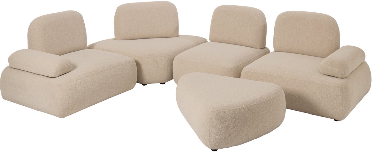 J-Line Modulaire bank Olivia - multiplex/stof - ecru - set van 5