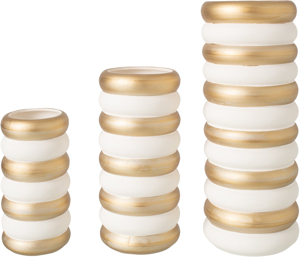 J-Line vaas - porselein - goud/wit - 3 stuks