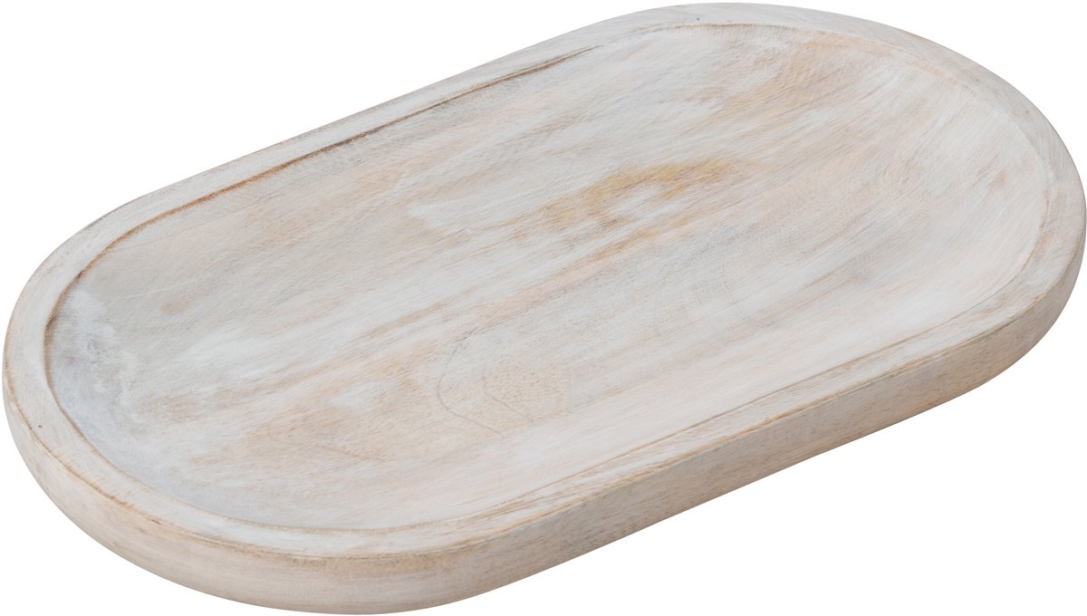 J-Line plateau Ovaal - hout - wit