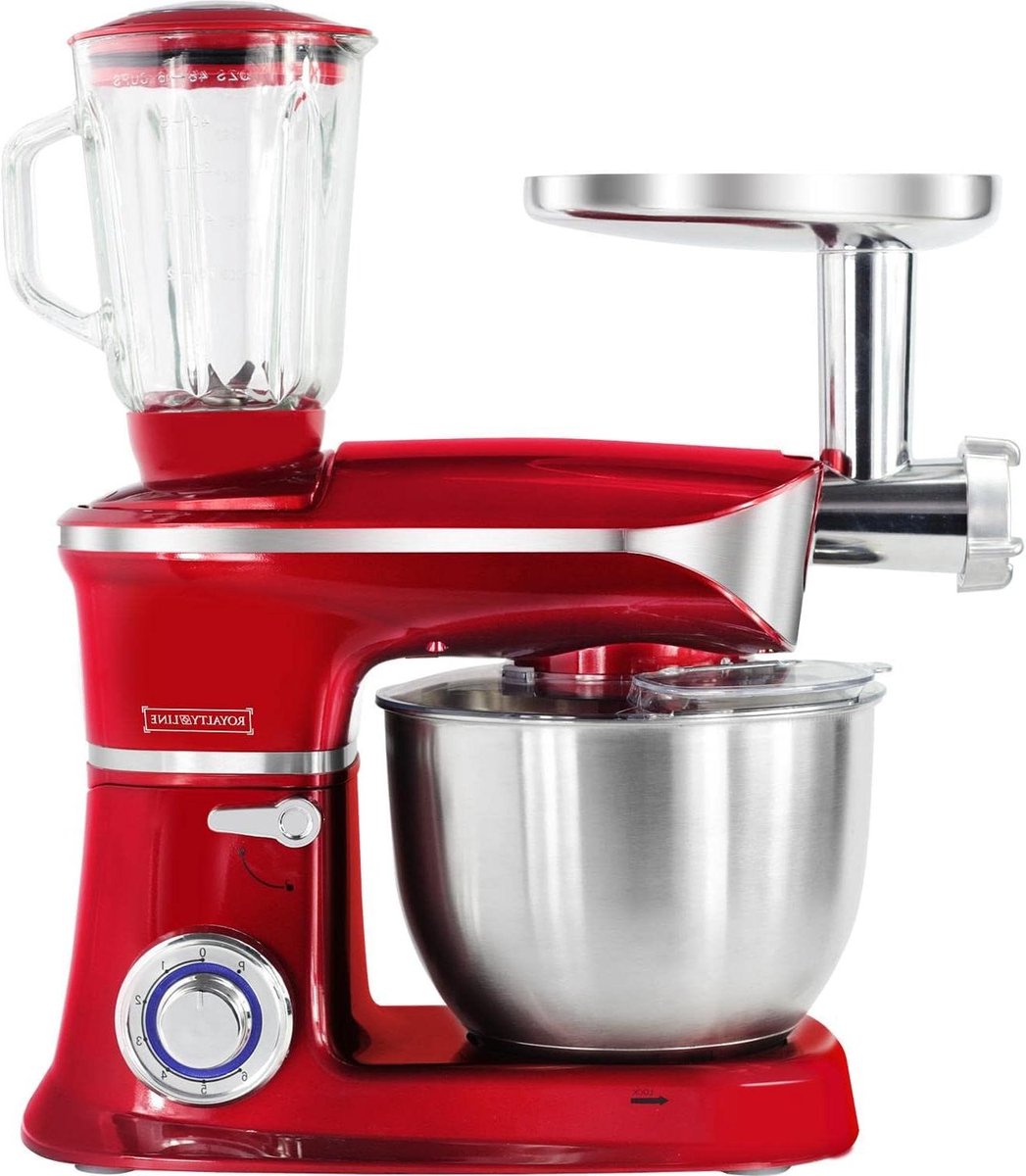 Keukenmachine - Foodprocessor Mixer - Bakken en Koken - Krachtige 1900 Watt Motor - 6 Liter Kom - Rood