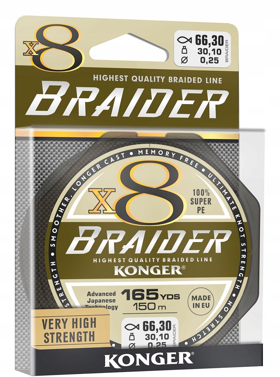 Konger Braider X8 Dyneema Vislijn 0.18mm 150m Groen