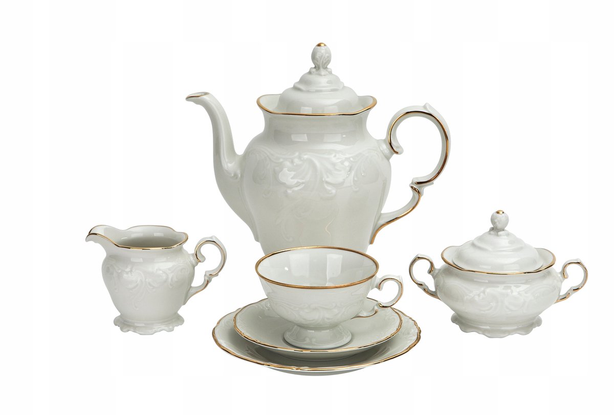 Porseleinen Koffieservies Fryderyka Ivory Goud 39-delig voor 12 personen
