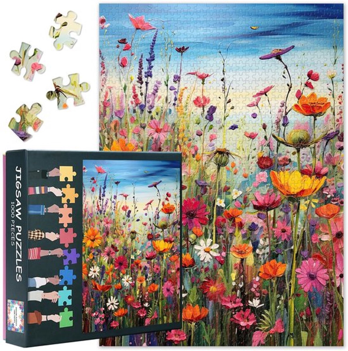 Bloemenpuzzel 1000 stukjes - Uitdagende Puzzel voor Volwassenen - Kleurrijk Kunstwerk - Maat 70 x 50 cm - Perfect Cadeau voor Familie - Momenten van Vreugde