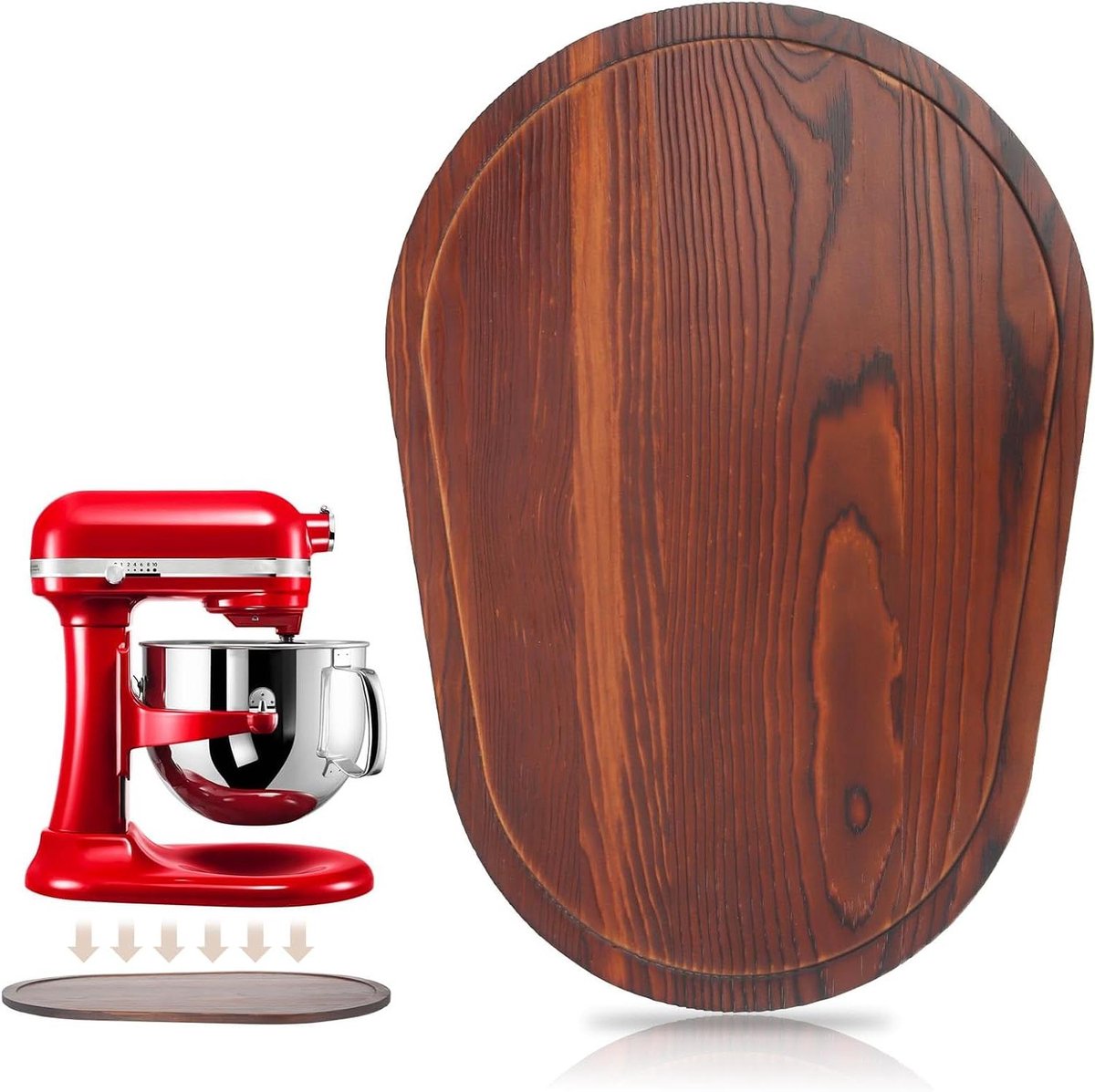 Mixer Schuifmat - Keukenmachine Mat - Aanrecht Beschermen - Verplaats Zonder Tillen - 5.5-8 QT - Houtkleur