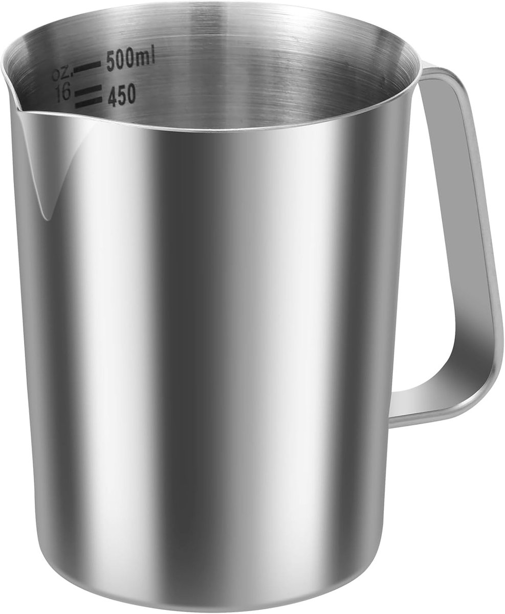 SnelShoppen - Maatbeker Roestvrij Staal 500 ml met Fijne Schaal, BPA-vrij, Druppelbescherming, Keuken Accessoire voor Thuis, Restaurant, Bar, Café, Th