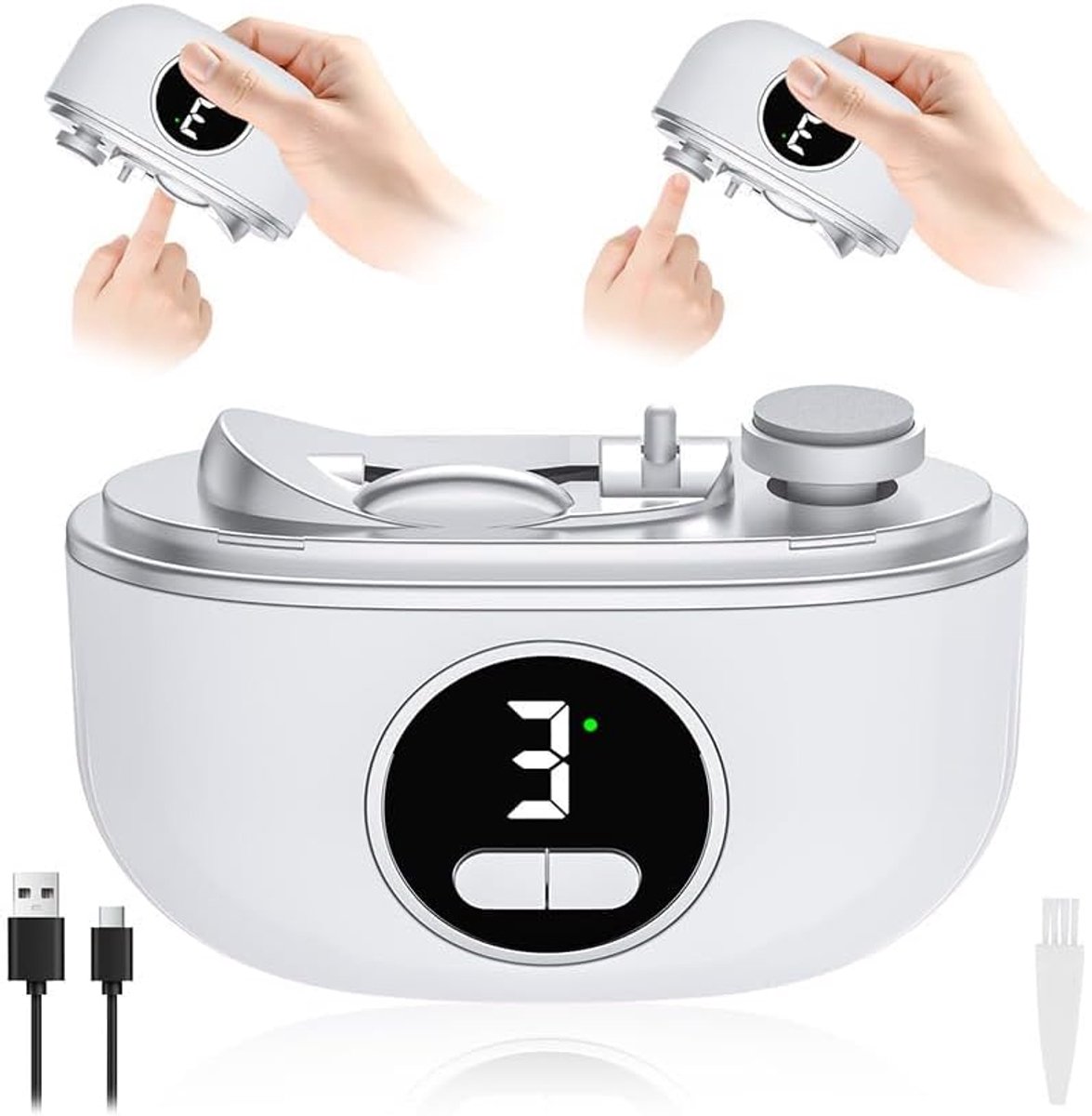 SnelShoppen - Elektrische Nagelknipper met 3 Snelheden, Verwisselbare Snijkoppen, LED Verlichting, Geschikt voor Kinderen, Volwassenen en Senioren, In