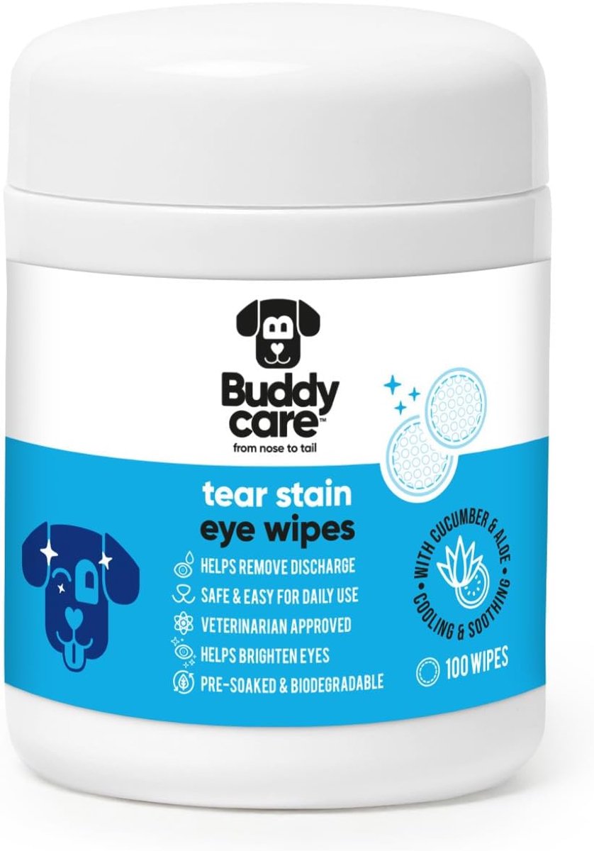 SnelShoppen - 100 Biologisch Afbreekbare Honden Oogdoekjes - Tear Stain Remover Wipes voor Honden en Katten - Voor het Verwijderen van Oogafscheiding