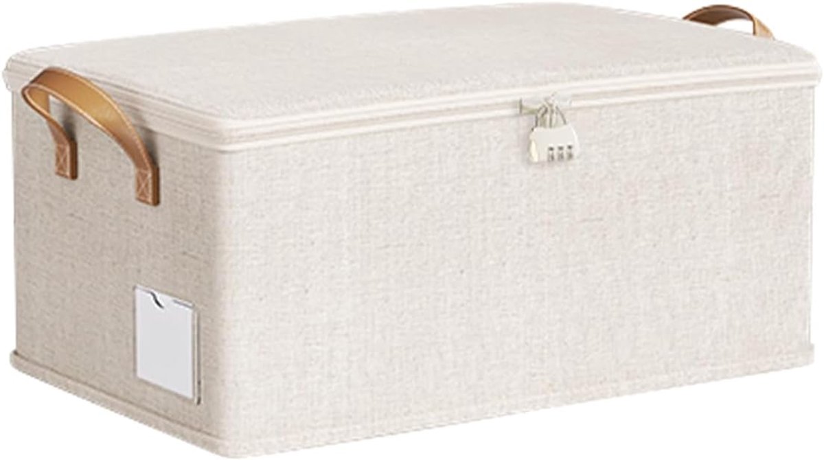 SnelShoppen - Afsluitbare Opbergdoos, Kist met Slot, Stof, 47x29x21,5 cm, Ruimtebesparend, Voor Kleding, Speelgoed, Organisatie, Thuis, Veiligheid
