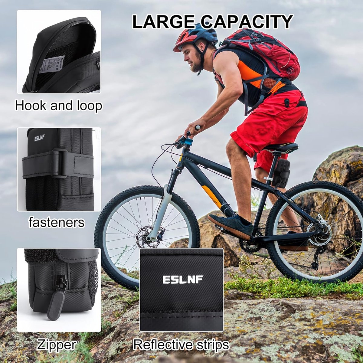 SnelShoppen - Fietszadeltas Waterdicht - Lichte en Stabiele Zadeltas met Reflecterende Strepen - Universeel voor Racefiets, MTB en E-bike - Ideaal voo