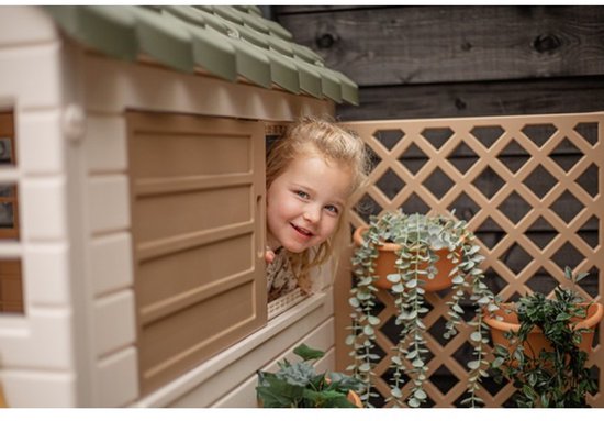 Dolu Speelhuisje met Accessoires - Buiten & Binnen - Garden Wit/Roze - Tuin - Kunststof