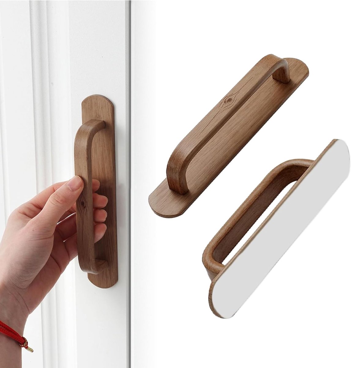 SnelShoppen - Pack van 2 Zelfklevende Handgrepen voor Meubels - Aluminium Deurgrepen voor Kasten, Glijdende Deuren en Lades - Donker 96mm - Ideaal voo