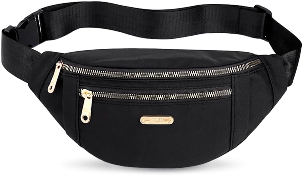 SnelShoppen - Heuptas voor Mannen en Vrouwen, Fanny Pack voor Zakenreizen, Verstelbare Schouderband, Zwarte Sporttas voor Reizen, Hardlopen, Dagelijks
