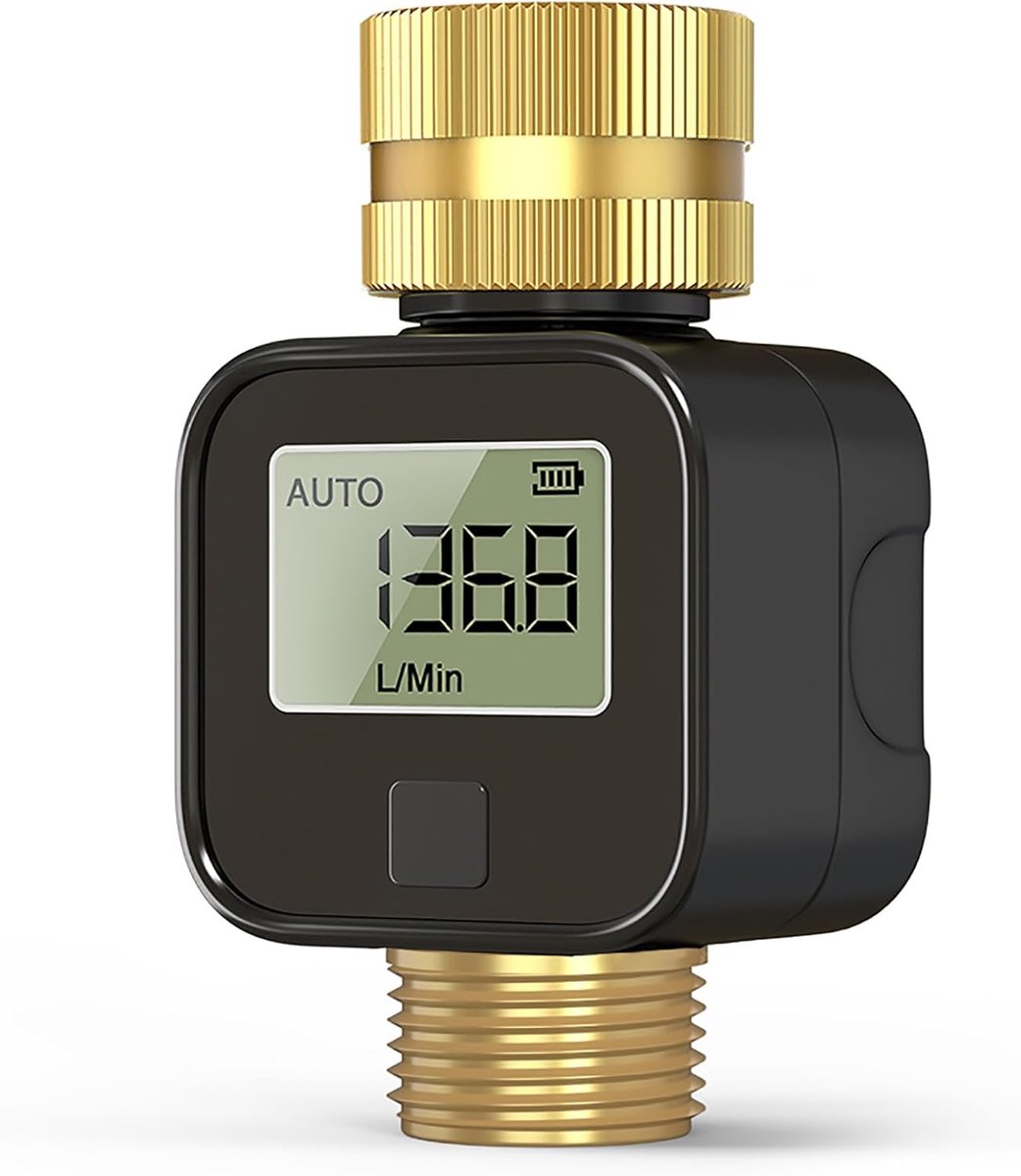 SnelShoppen - Waterflowmeter met Messing Draad - Nauwkeurige Doorstroming Metingen - Ideaal voor Tuinslangen, Campers, Tuinbesproeiing en Grondwaterge