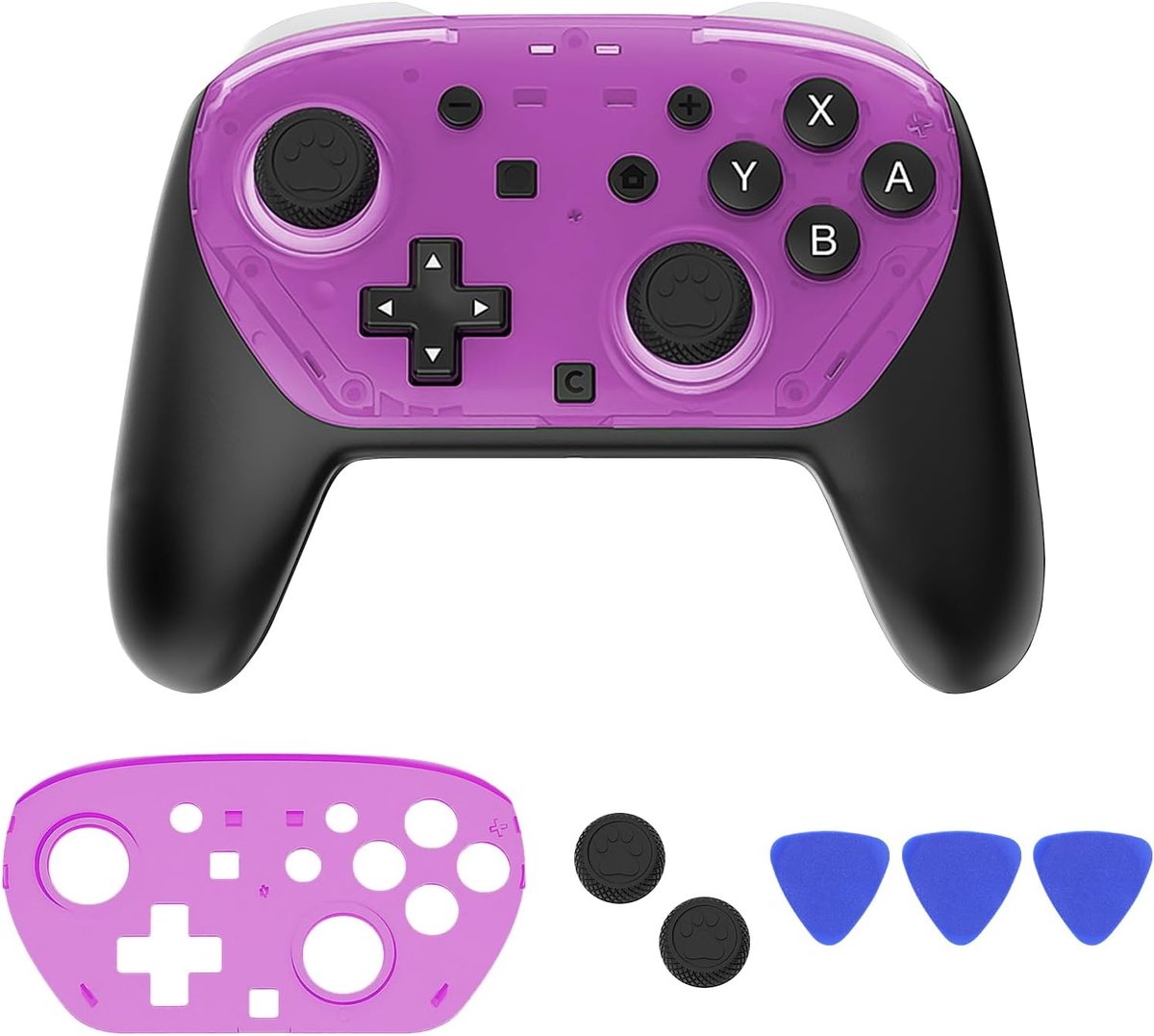 SnelShoppen - DLseego Beschermhoes Geschikt voor Switch 2 Pro Controller, Slim DIY Vervangende Faceplate Cover, Antislip Hard Shell Skin met 2PCS Thum