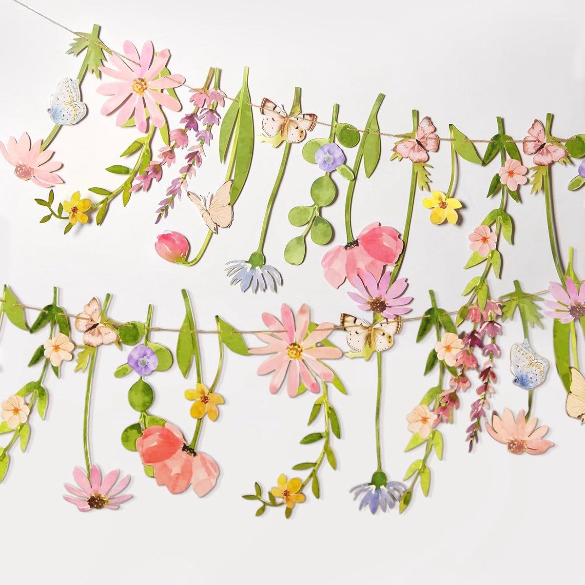 SnelShoppen - SUNBEAUTY Flower Garland, Wild Flower Decoratieve Banner in Veel Kleuren voor Babykamer, Tuinfeest, Kinderverjaardagen, Bruiloften, Baby