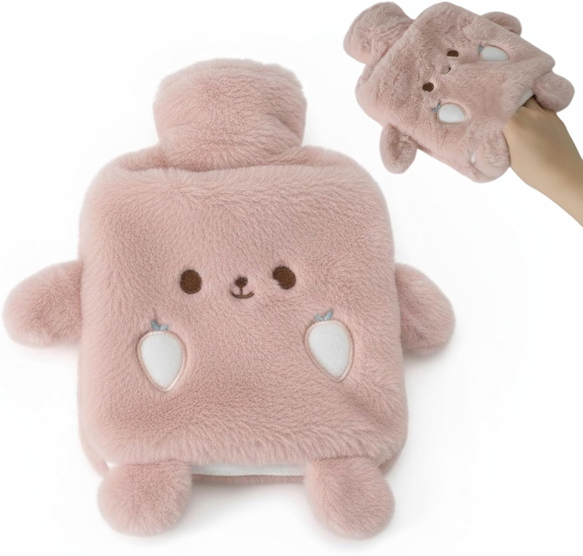 SnelShoppen - Hot Water Bottle 1 Liter met Schattige Beren Cover, Warmwaterkruik voor Kinderen en Volwassenen, Gezellige en Veilig in Gebruik, Perfect