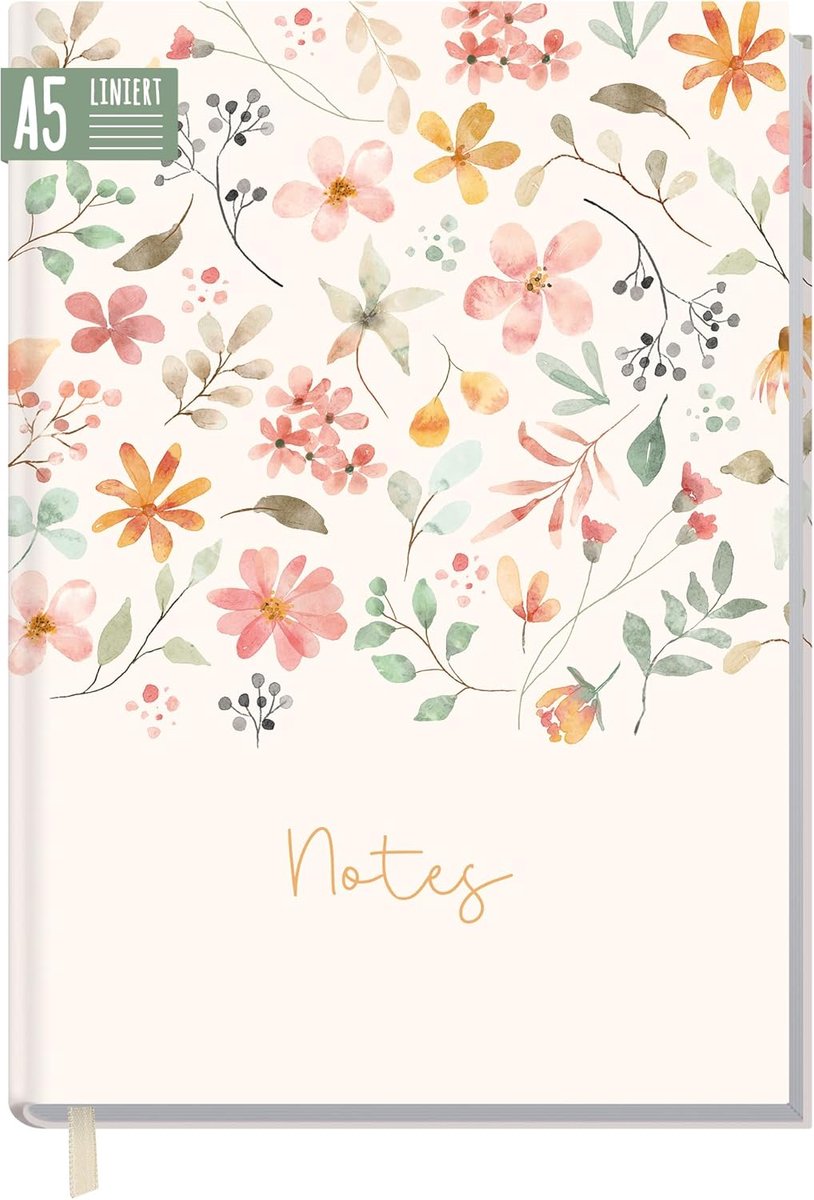 Thijox - Notitieboek A5 Gelinieerd Wild Blossoms - 124 Pagina's, Duurzaam & Klimaatvriendelijk, Ideaal als Dagboek, Journal, Ideeënboek voor School, W