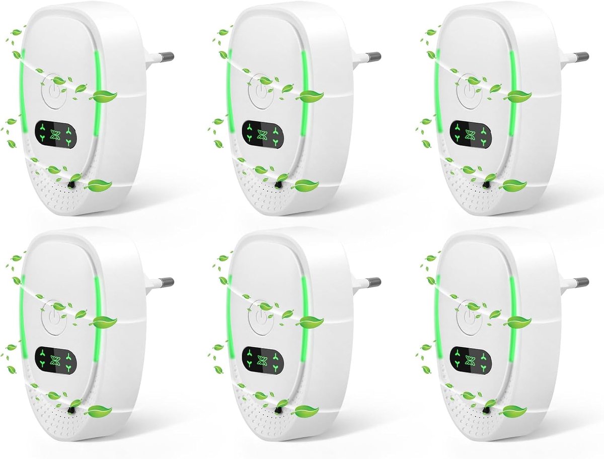SnelShoppen - Air Purifier Plug-in Luchtreiniger Ionizer voor Kantoor, Kamer, Badkamer, Rook, Huisdieren, Geurverwijdering (Set van 6)
